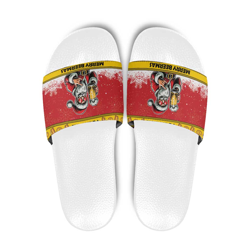Personalized Germany Christmas Slide Sandals Santa Claus Merry Beermas - Wonder Print Shop