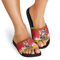 Personalized Germany Christmas Slide Sandals Santa Claus Merry Beermas - Wonder Print Shop
