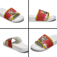 Personalized Germany Christmas Slide Sandals Santa Claus Merry Beermas - Wonder Print Shop
