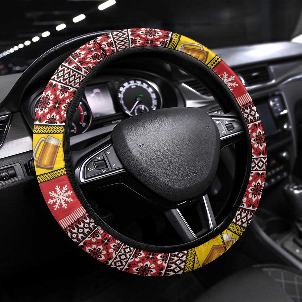 Germany Christmas Steering Wheel Cover Santa Claus Merry Beermas - Wonder Print Shop