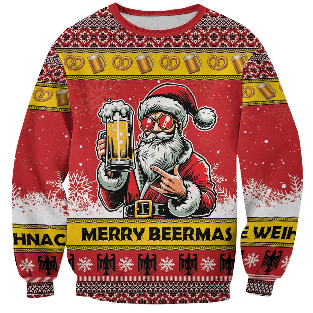 Personalized Germany Christmas Sweatshirt Santa Claus Merry Beermas - Wonder Print Shop