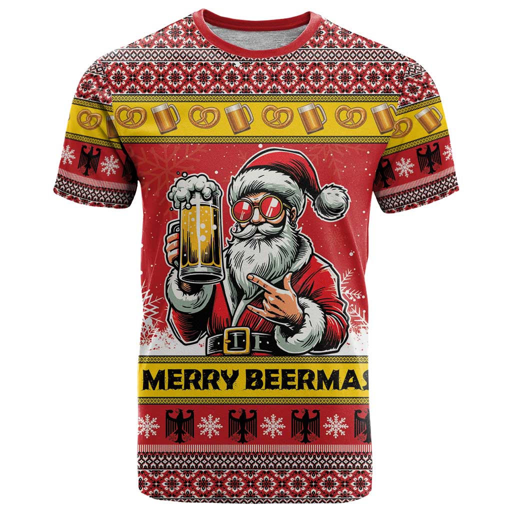 Personalized Germany Christmas T Shirt Santa Claus Merry Beermas - Wonder Print Shop