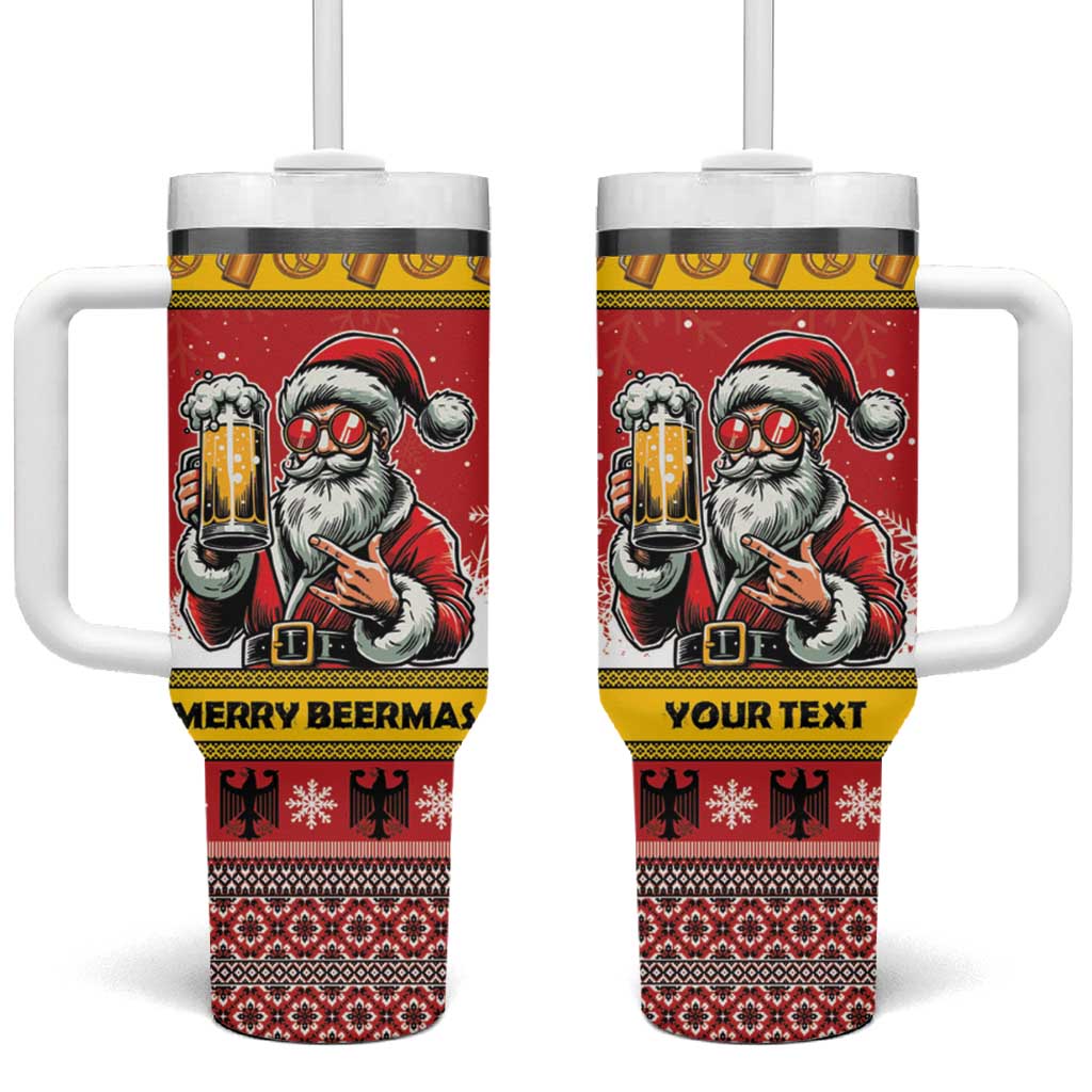 Personalized Germany Christmas Tumbler With Handle Santa Claus Merry Beermas - Wonder Print Shop