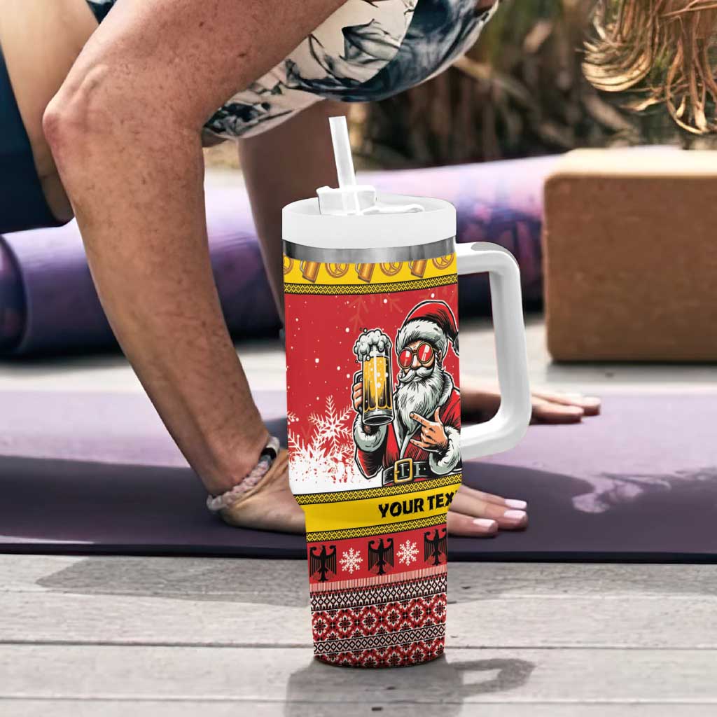 Personalized Germany Christmas Tumbler With Handle Santa Claus Merry Beermas - Wonder Print Shop