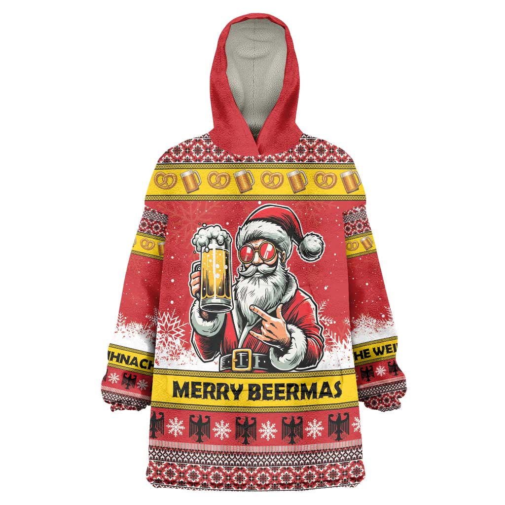 Personalized Germany Christmas Wearable Blanket Hoodie Santa Claus Merry Beermas - Wonder Print Shop