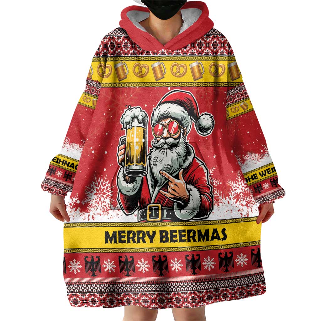 Personalized Germany Christmas Wearable Blanket Hoodie Santa Claus Merry Beermas - Wonder Print Shop