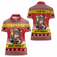 Personalized Germany Christmas Women Polo Shirt Santa Claus Merry Beermas - Wonder Print Shop