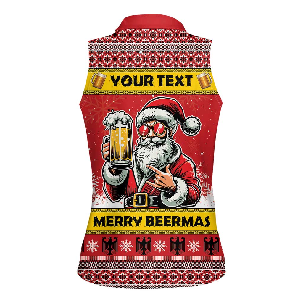 Personalized Germany Christmas Women Sleeveless Polo Shirt Santa Claus Merry Beermas - Wonder Print Shop