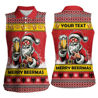 Personalized Germany Christmas Women Sleeveless Polo Shirt Santa Claus Merry Beermas - Wonder Print Shop