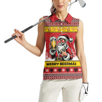 Personalized Germany Christmas Women Sleeveless Polo Shirt Santa Claus Merry Beermas - Wonder Print Shop