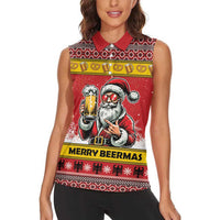 Personalized Germany Christmas Women Sleeveless Polo Shirt Santa Claus Merry Beermas - Wonder Print Shop