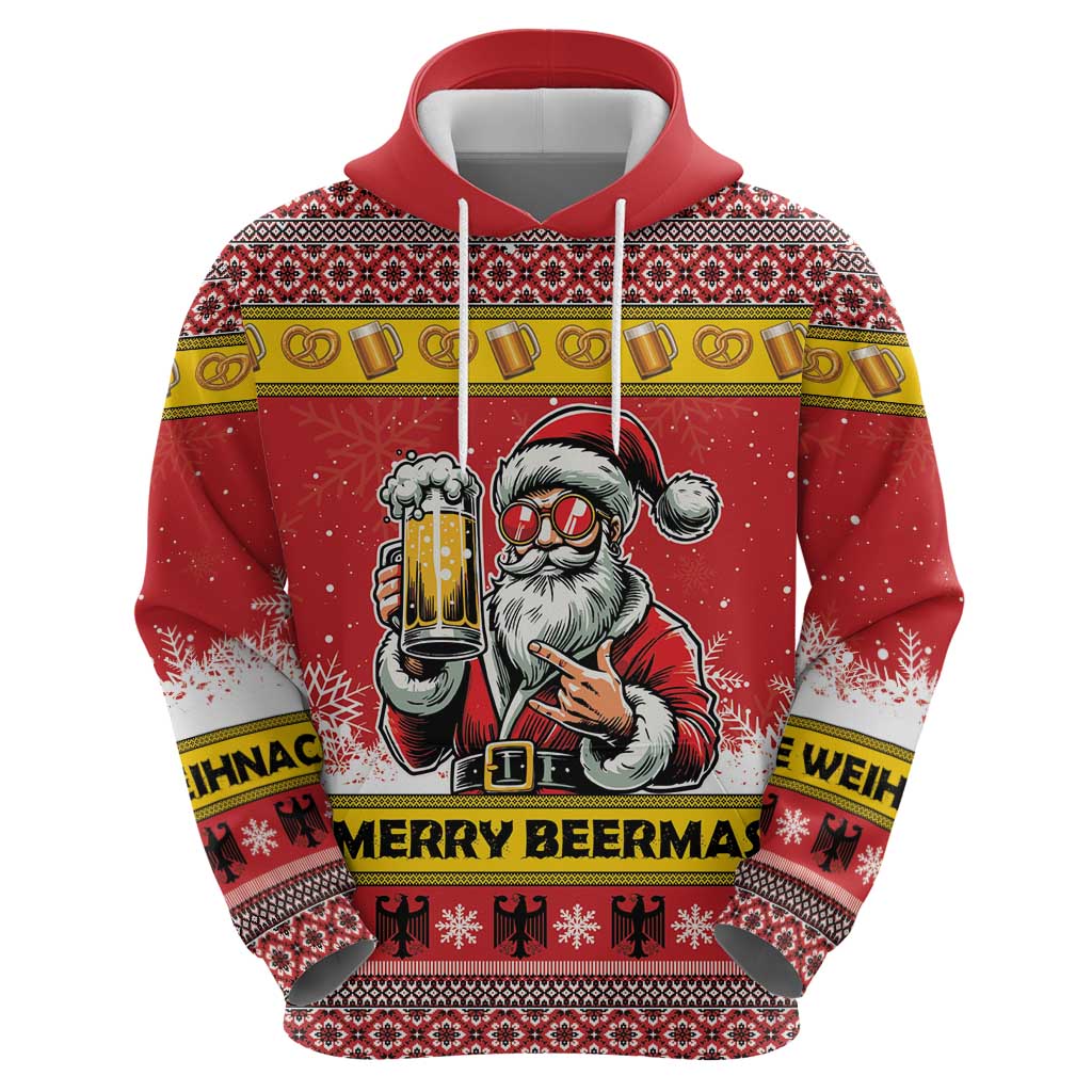 Personalized Germany Christmas Zip Hoodie Santa Claus Merry Beermas - Wonder Print Shop