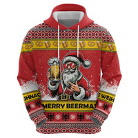 Personalized Germany Christmas Zip Hoodie Santa Claus Merry Beermas - Wonder Print Shop