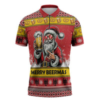 Personalized Germany Christmas Zipper Polo Shirt Santa Claus Merry Beermas - Wonder Print Shop