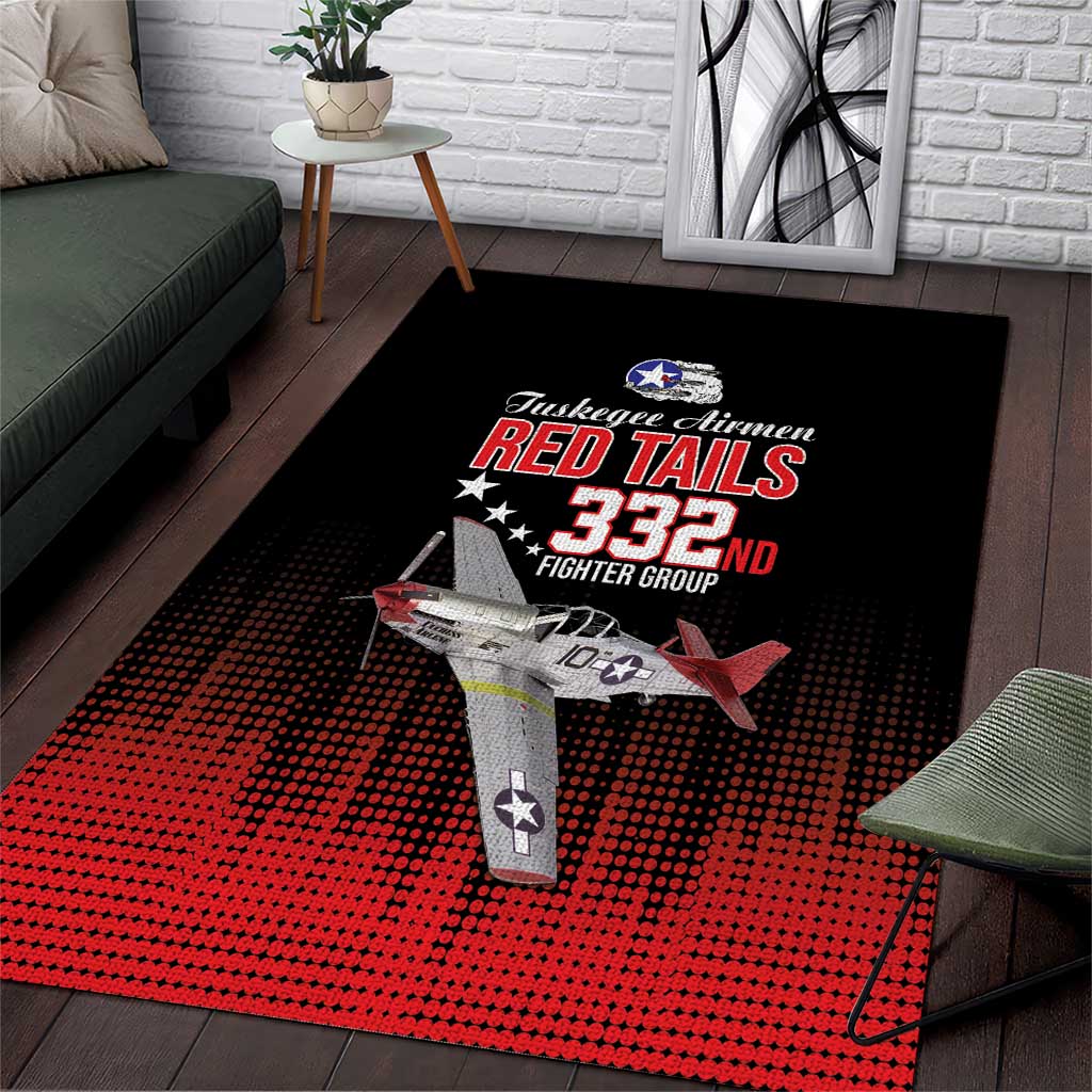 Tuskegee Airmen Red Tails Area Rug 332nd Fighter Group WWII Tribute Black Style - Wonder Print Shop