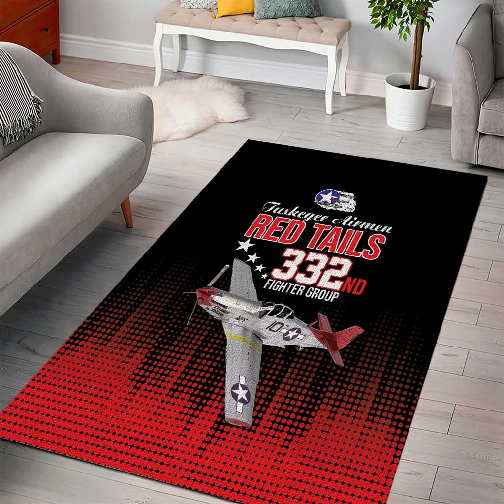 Tuskegee Airmen Red Tails Area Rug 332nd Fighter Group WWII Tribute Black Style - Wonder Print Shop