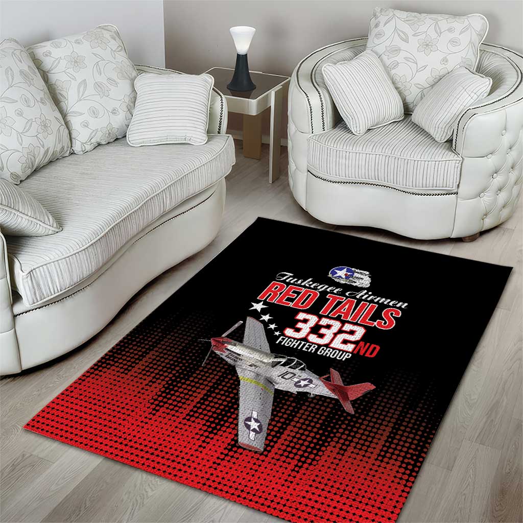 Tuskegee Airmen Red Tails Area Rug 332nd Fighter Group WWII Tribute Black Style - Wonder Print Shop