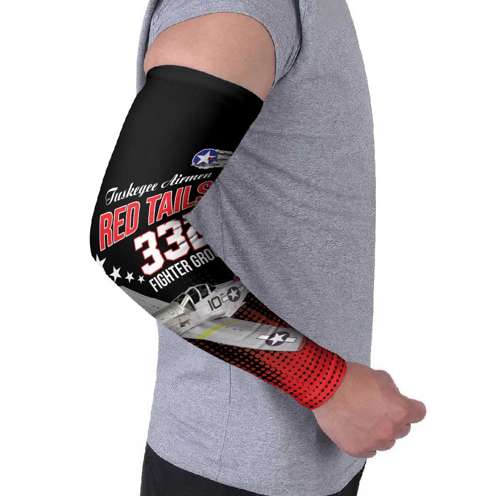 Tuskegee Airmen Red Tails Arm Sleeves 332nd Fighter Group WWII Tribute Black Style - Wonder Print Shop