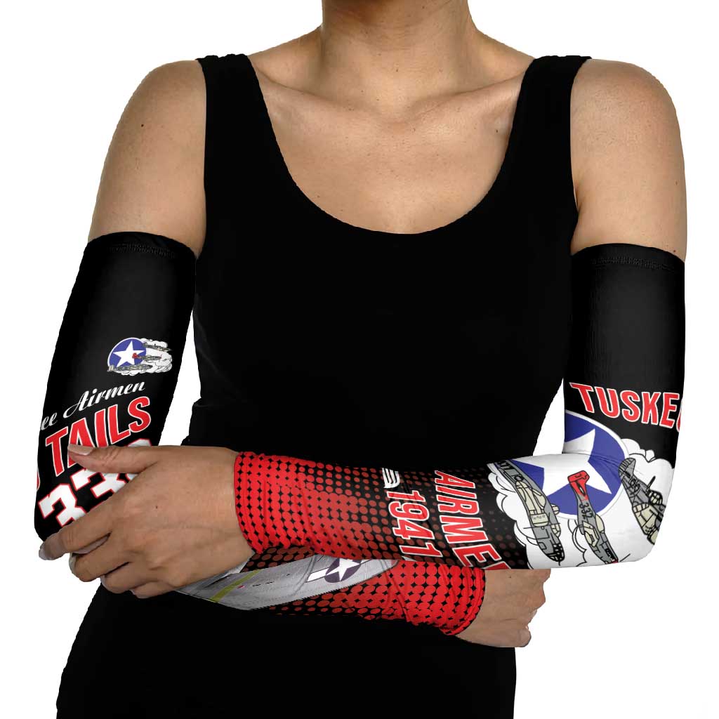 Tuskegee Airmen Red Tails Arm Sleeves 332nd Fighter Group WWII Tribute Black Style - Wonder Print Shop