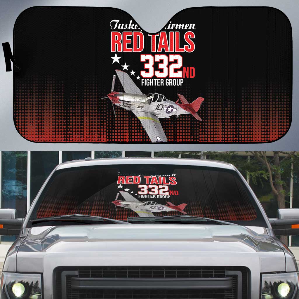 Tuskegee Airmen Red Tails Auto Sun Shade 332nd Fighter Group WWII Tribute Black Style - Wonder Print Shop