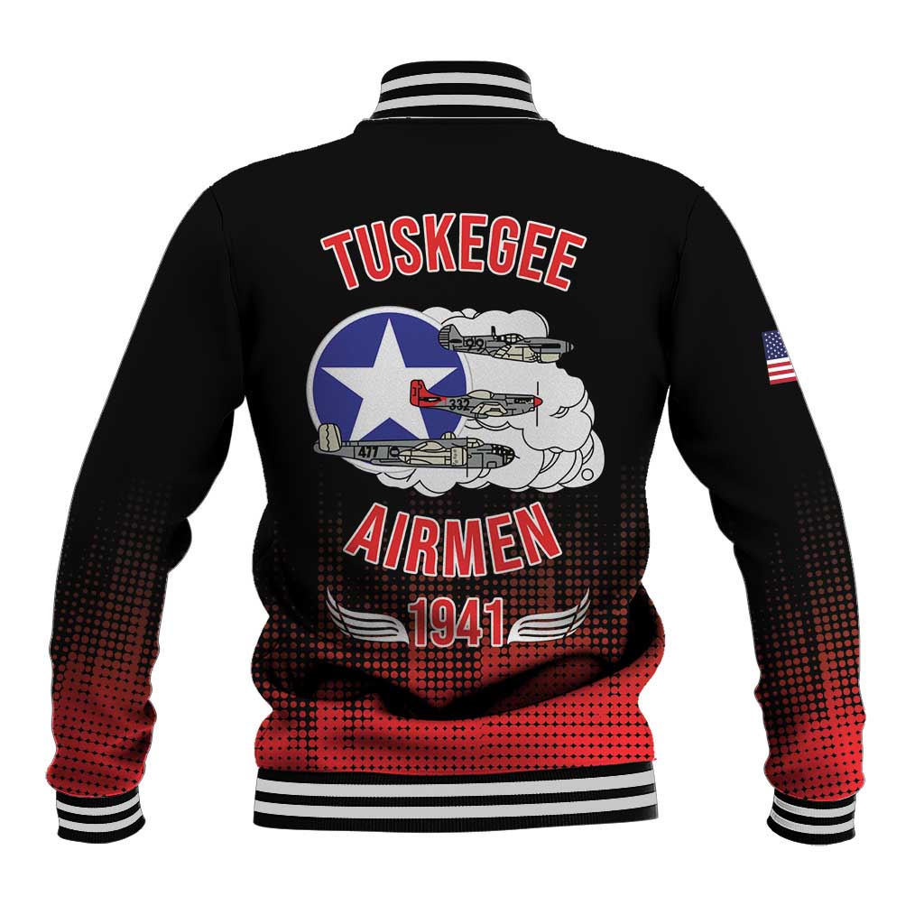 Tuskegee Airmen Red Tails Baseball Jacket 332nd Fighter Group WWII Tribute Black Style - Wonder Print Shop