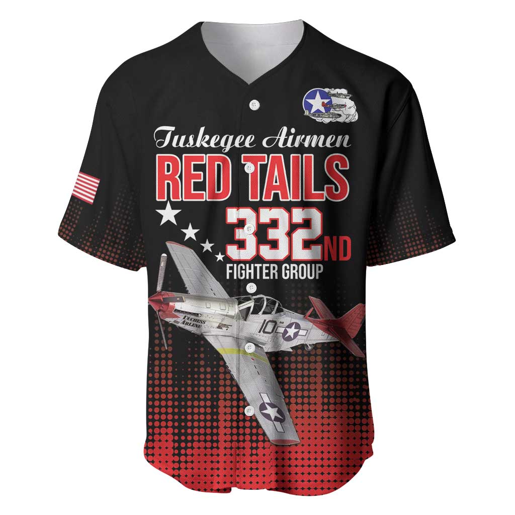 Tuskegee Airmen Red Tails Baseball Jersey 332nd Fighter Group WWII Tribute Black Style - Wonder Print Shop