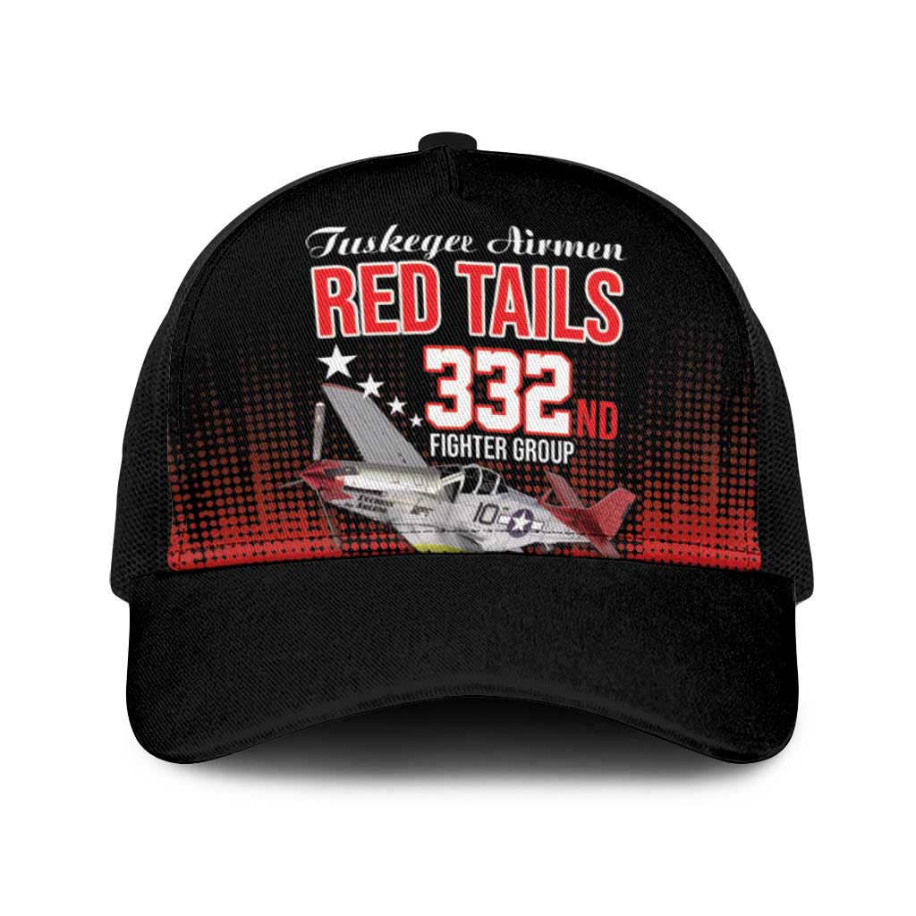 Tuskegee Airmen Red Tails Baseball Net Cap 332nd Fighter Group WWII Tribute Black Style - Wonder Print Shop