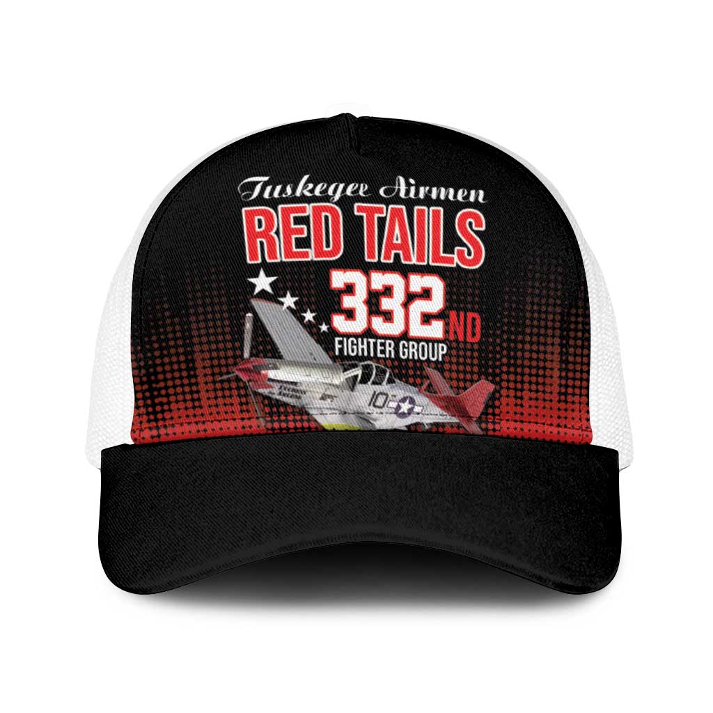 Tuskegee Airmen Red Tails Baseball Net Cap 332nd Fighter Group WWII Tribute Black Style - Wonder Print Shop