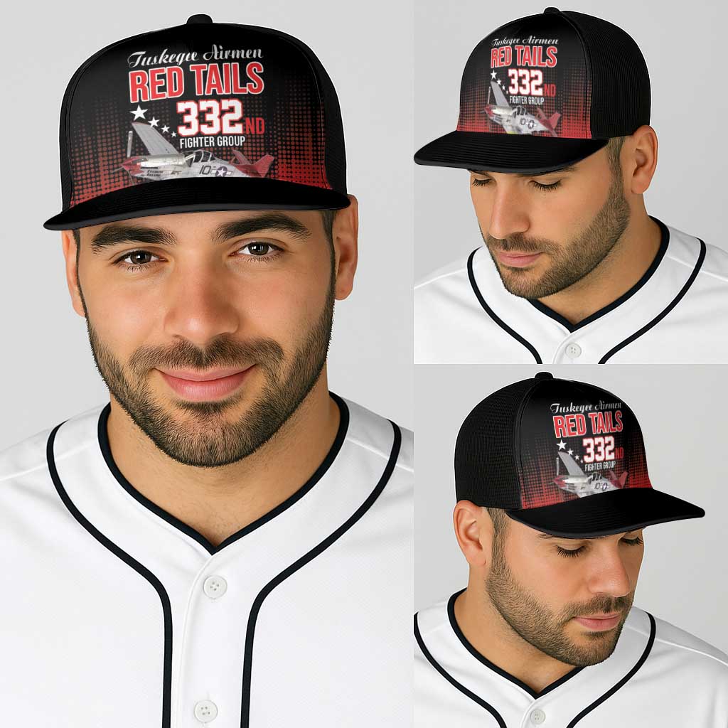 Tuskegee Airmen Red Tails Baseball Net Cap 332nd Fighter Group WWII Tribute Black Style - Wonder Print Shop