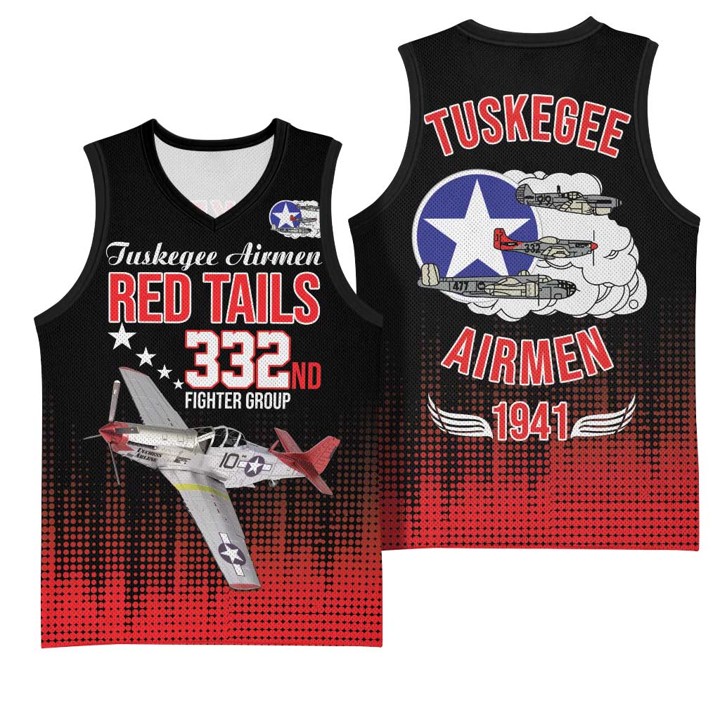 Tuskegee Airmen Red Tails Basketball Jersey 332nd Fighter Group WWII Tribute Black Style - Wonder Print Shop