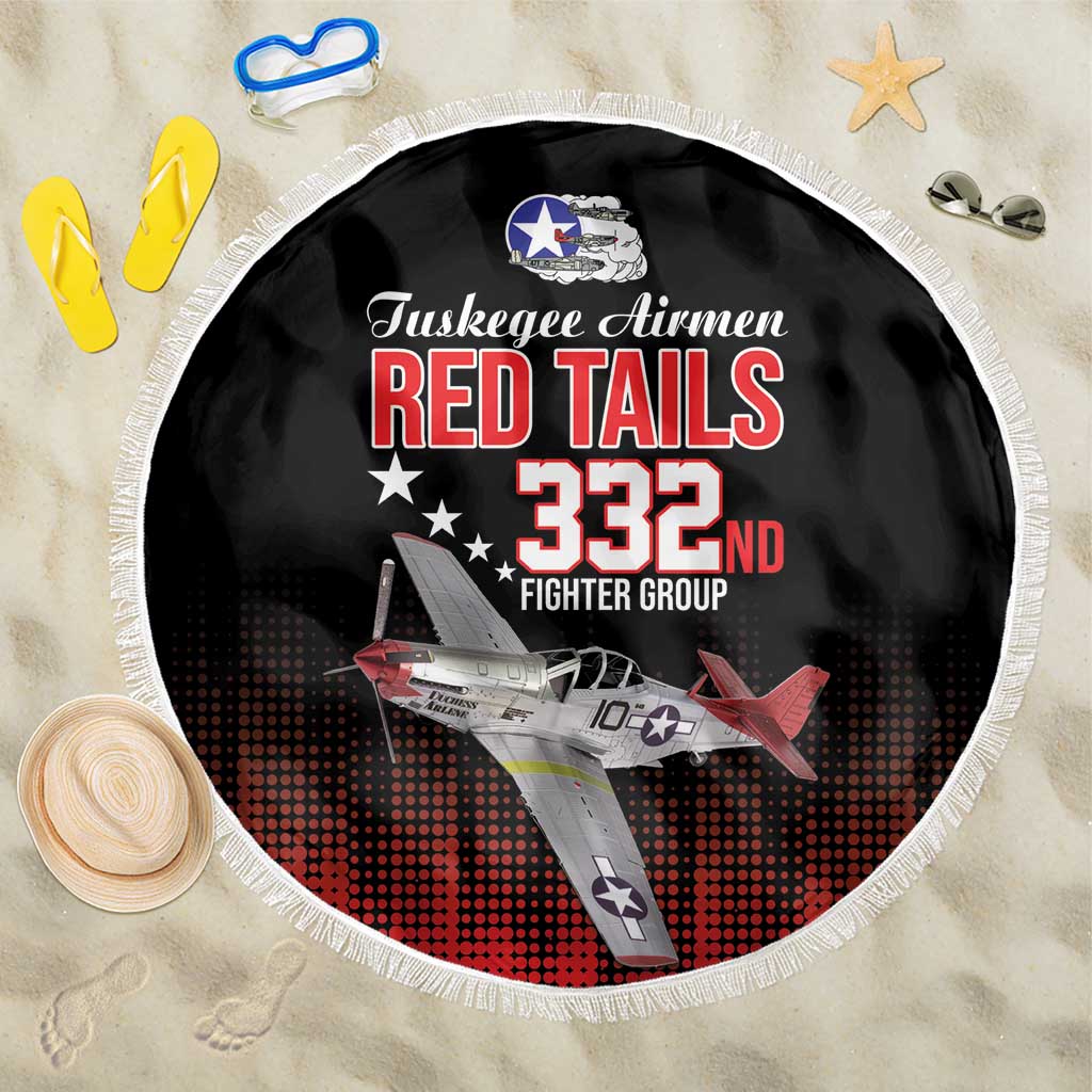 Tuskegee Airmen Red Tails Beach Blanket 332nd Fighter Group WWII Tribute Black Style - Wonder Print Shop