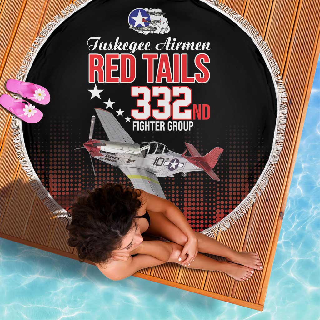 Tuskegee Airmen Red Tails Beach Blanket 332nd Fighter Group WWII Tribute Black Style - Wonder Print Shop