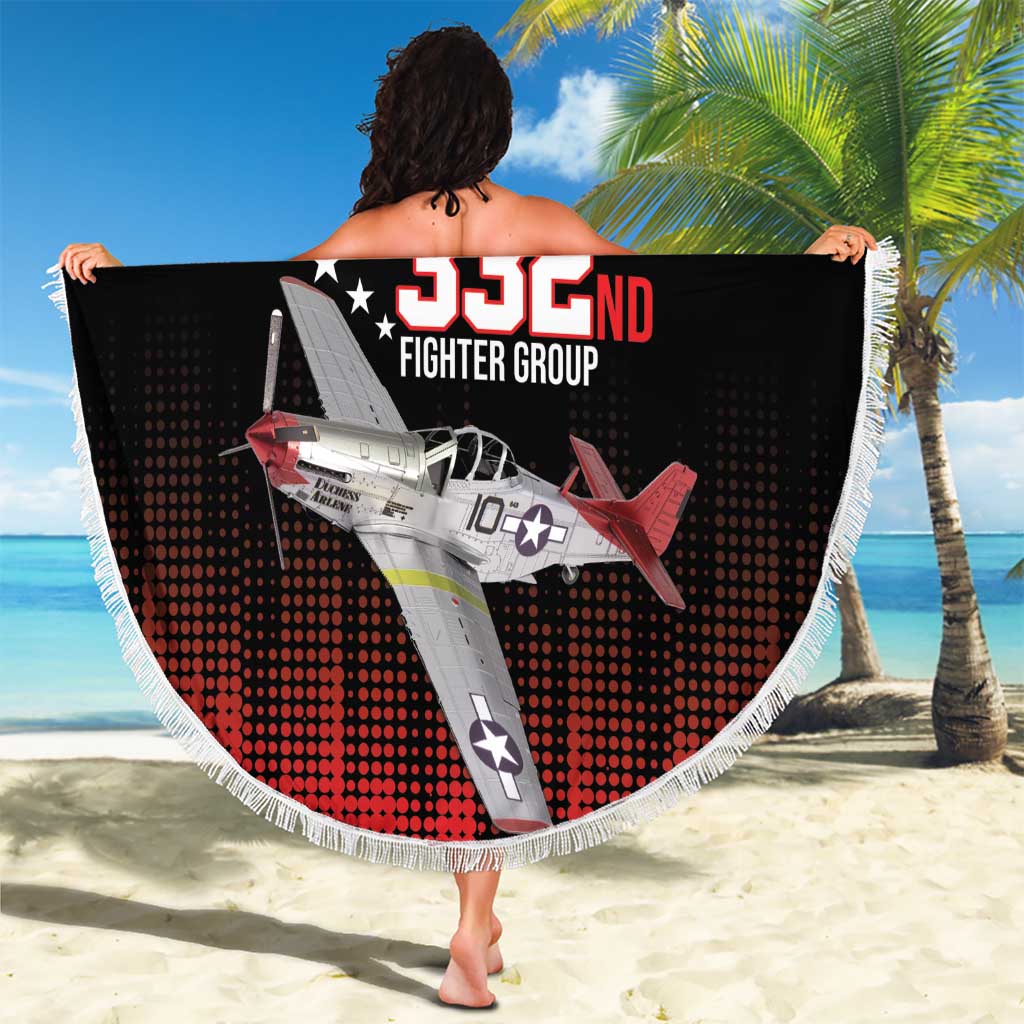 Tuskegee Airmen Red Tails Beach Blanket 332nd Fighter Group WWII Tribute Black Style - Wonder Print Shop