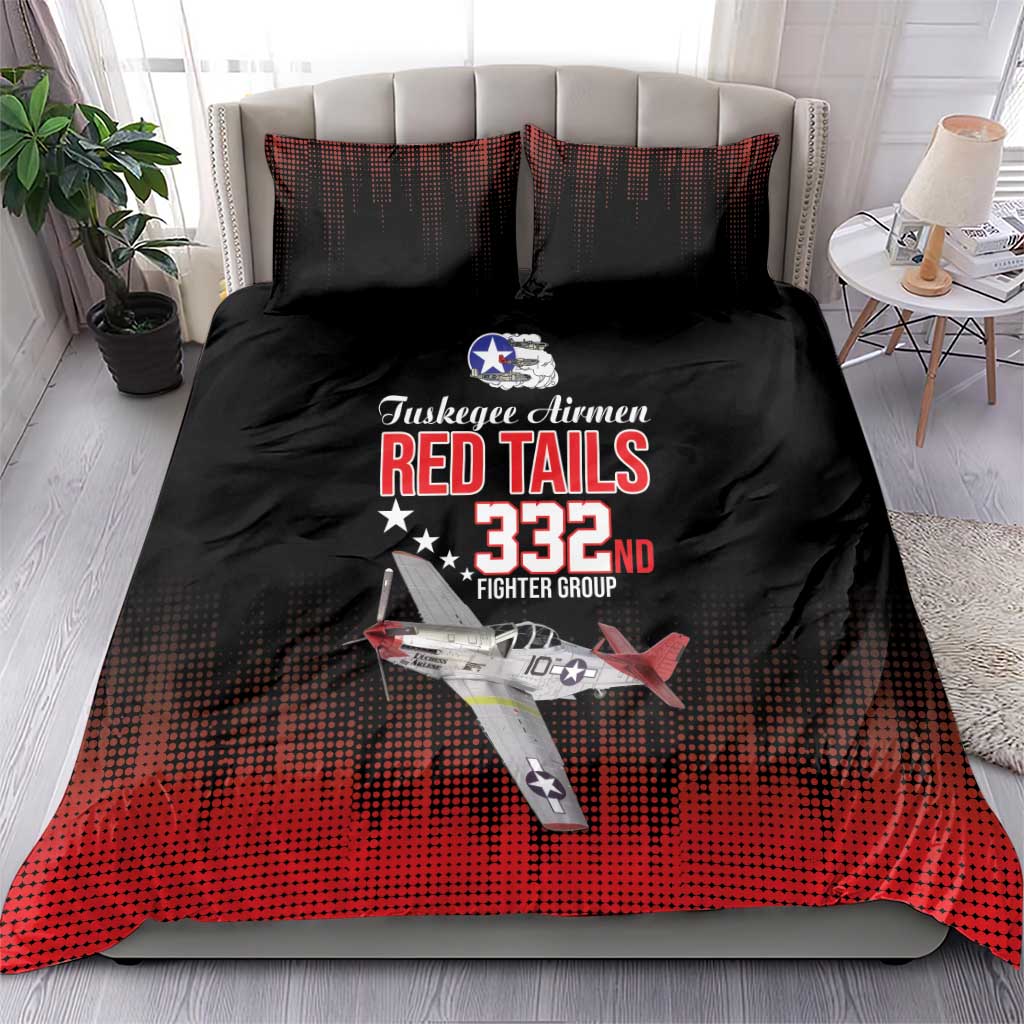 Tuskegee Airmen Red Tails Bedding Set 332nd Fighter Group WWII Tribute Black Style - Wonder Print Shop