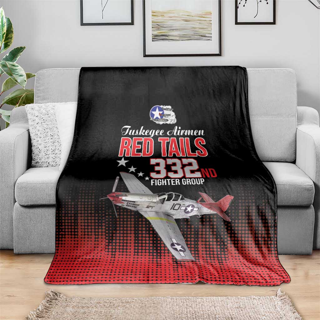 Tuskegee Airmen Red Tails Blanket 332nd Fighter Group WWII Tribute Black Style - Wonder Print Shop