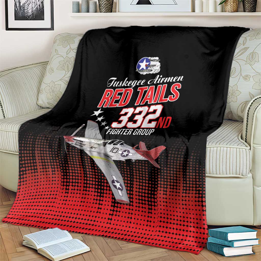 Tuskegee Airmen Red Tails Blanket 332nd Fighter Group WWII Tribute Black Style - Wonder Print Shop