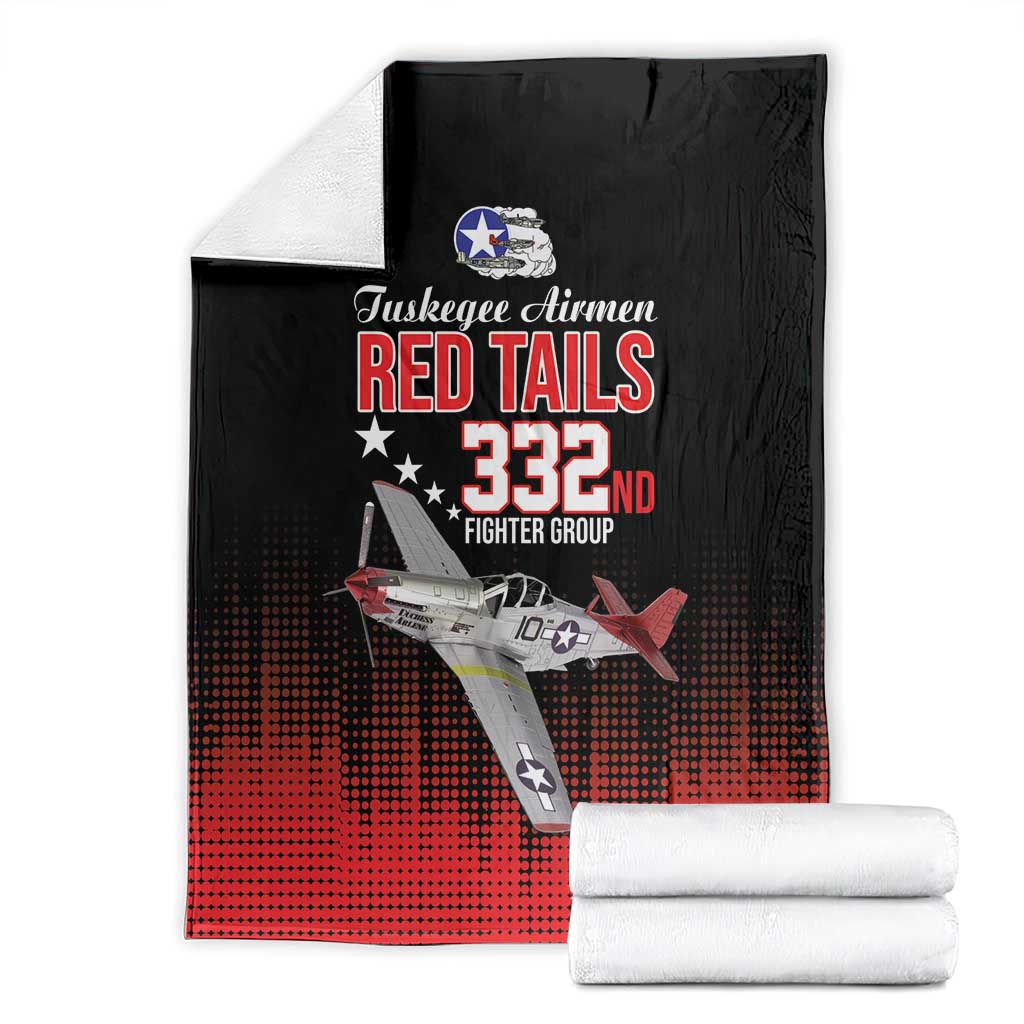 Tuskegee Airmen Red Tails Blanket 332nd Fighter Group WWII Tribute Black Style - Wonder Print Shop