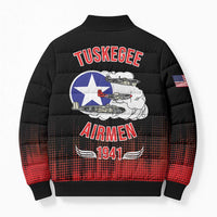 Tuskegee Airmen Red Tails Bomber Puffer Jacket 332nd Fighter Group WWII Tribute Black Style - Wonder Print Shop