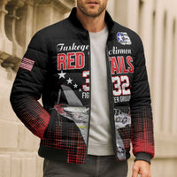 Tuskegee Airmen Red Tails Bomber Puffer Jacket 332nd Fighter Group WWII Tribute Black Style - Wonder Print Shop