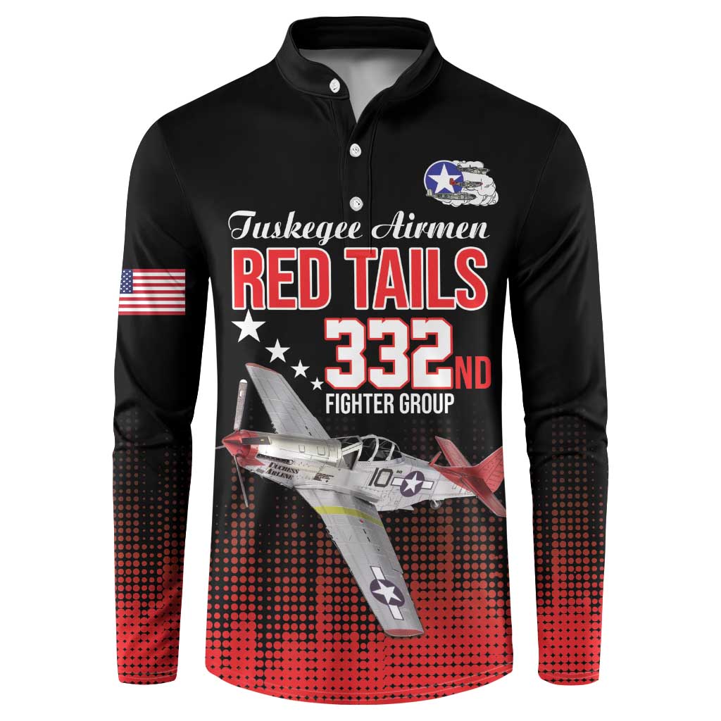 Tuskegee Airmen Red Tails Button Sweatshirt 332nd Fighter Group WWII Tribute Black Style - Wonder Print Shop