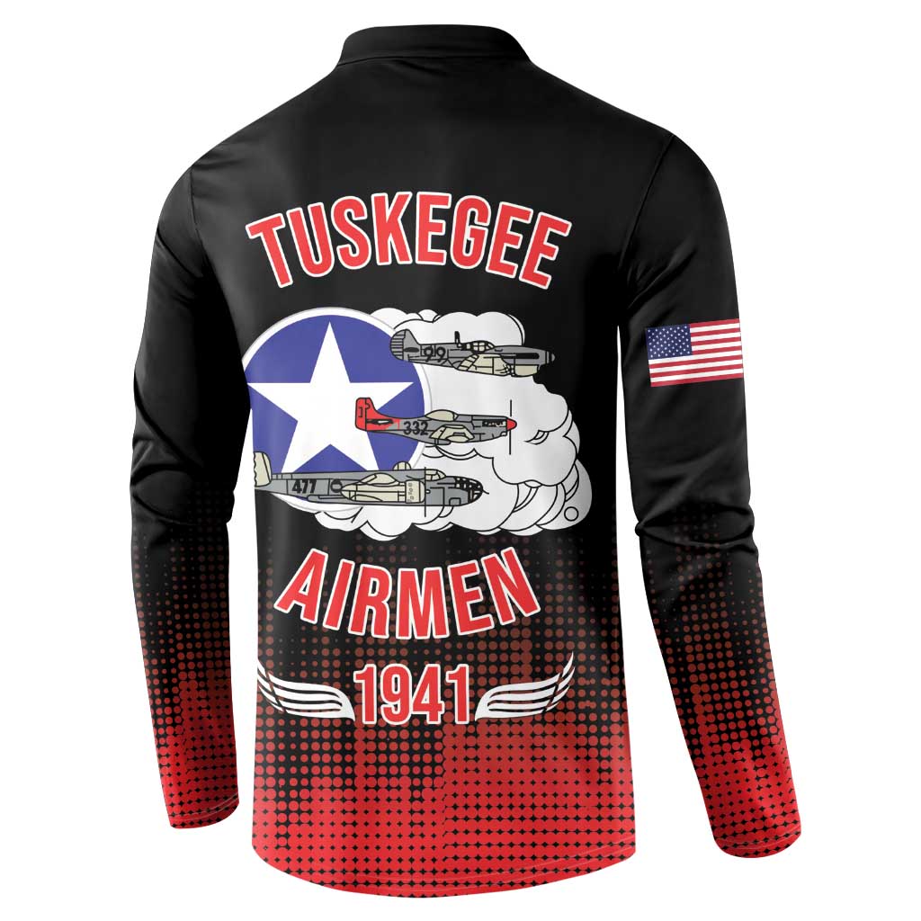 Tuskegee Airmen Red Tails Button Sweatshirt 332nd Fighter Group WWII Tribute Black Style - Wonder Print Shop