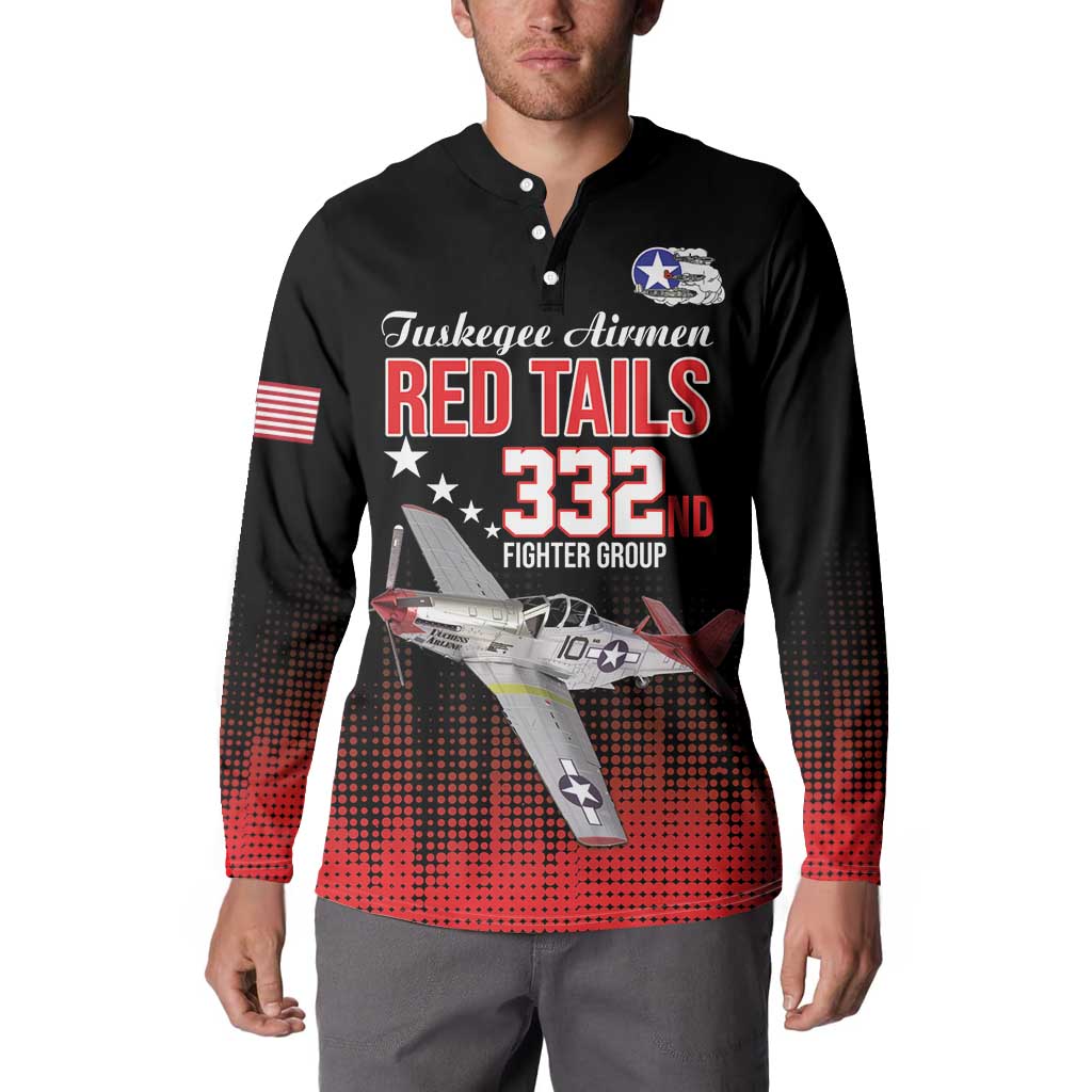 Tuskegee Airmen Red Tails Button Sweatshirt 332nd Fighter Group WWII Tribute Black Style - Wonder Print Shop