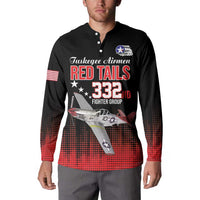 Tuskegee Airmen Red Tails Button Sweatshirt 332nd Fighter Group WWII Tribute Black Style - Wonder Print Shop