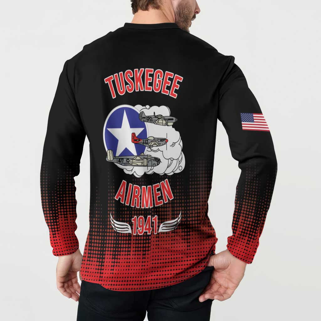 Tuskegee Airmen Red Tails Button Sweatshirt 332nd Fighter Group WWII Tribute Black Style - Wonder Print Shop