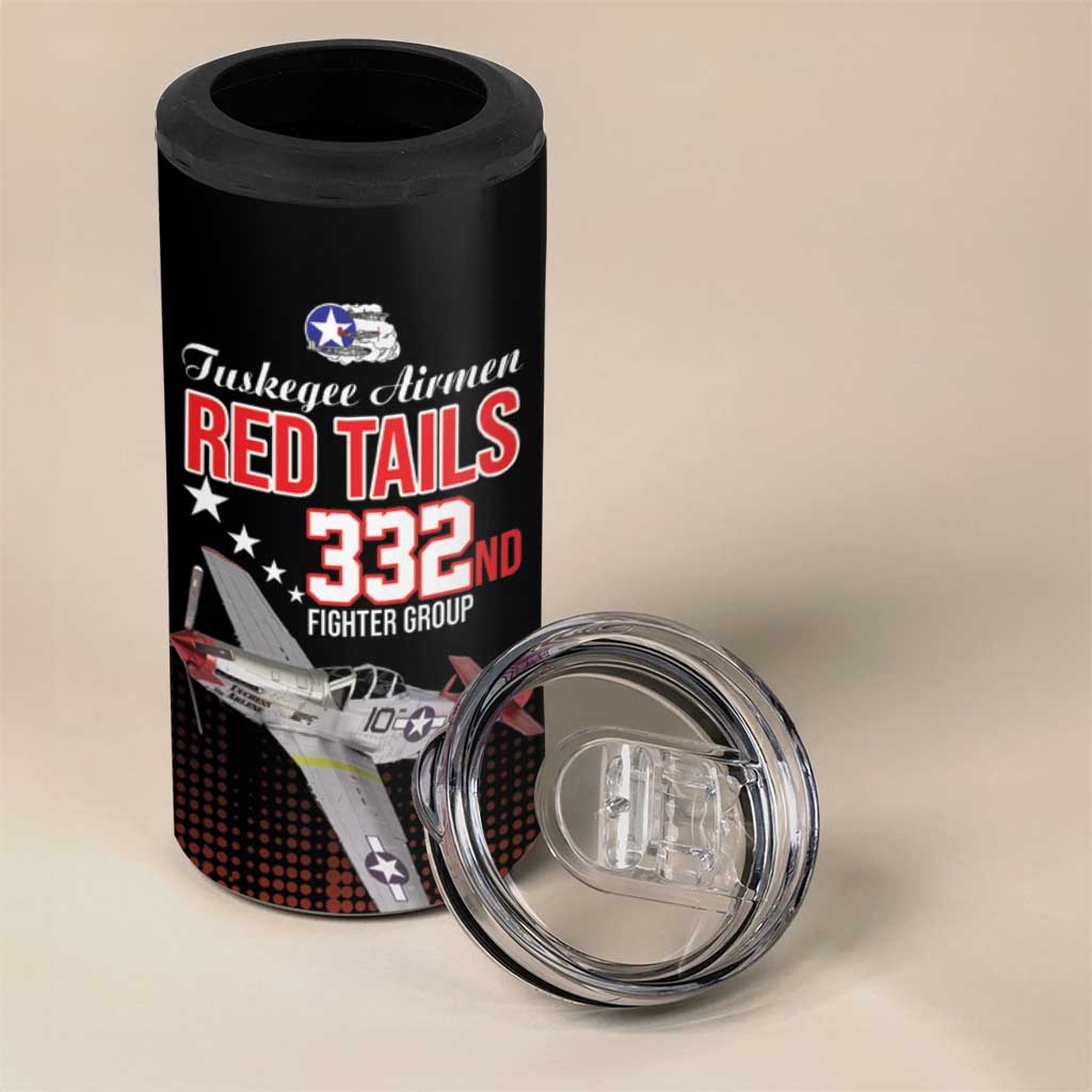 Tuskegee Airmen Red Tails 4 in 1 Can Cooler Tumbler 332nd Fighter Group WWII Tribute Black Style - Wonder Print Shop