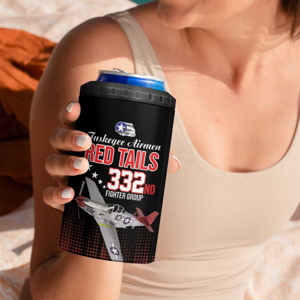 Tuskegee Airmen Red Tails 4 in 1 Can Cooler Tumbler 332nd Fighter Group WWII Tribute Black Style - Wonder Print Shop