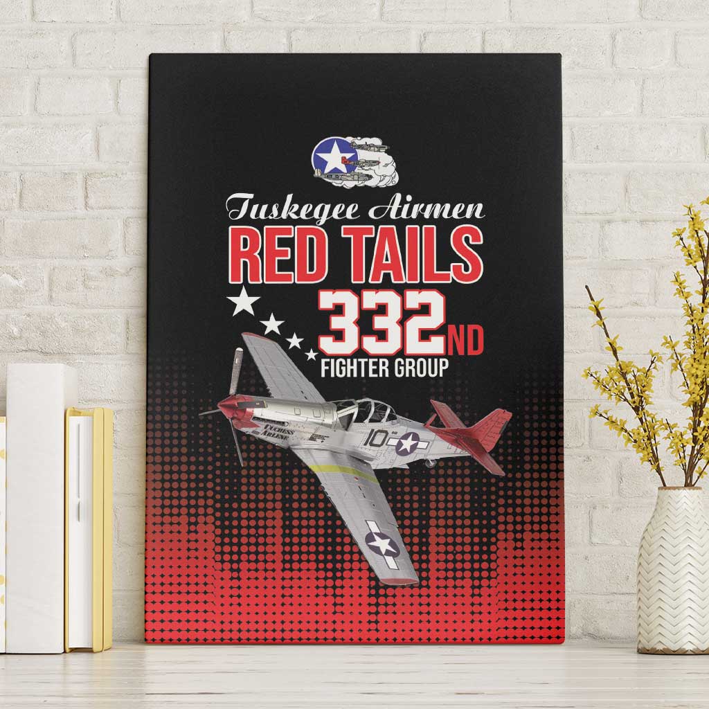 Tuskegee Airmen Red Tails Canvas Wall Art 332nd Fighter Group WWII Tribute Black Style - Wonder Print Shop