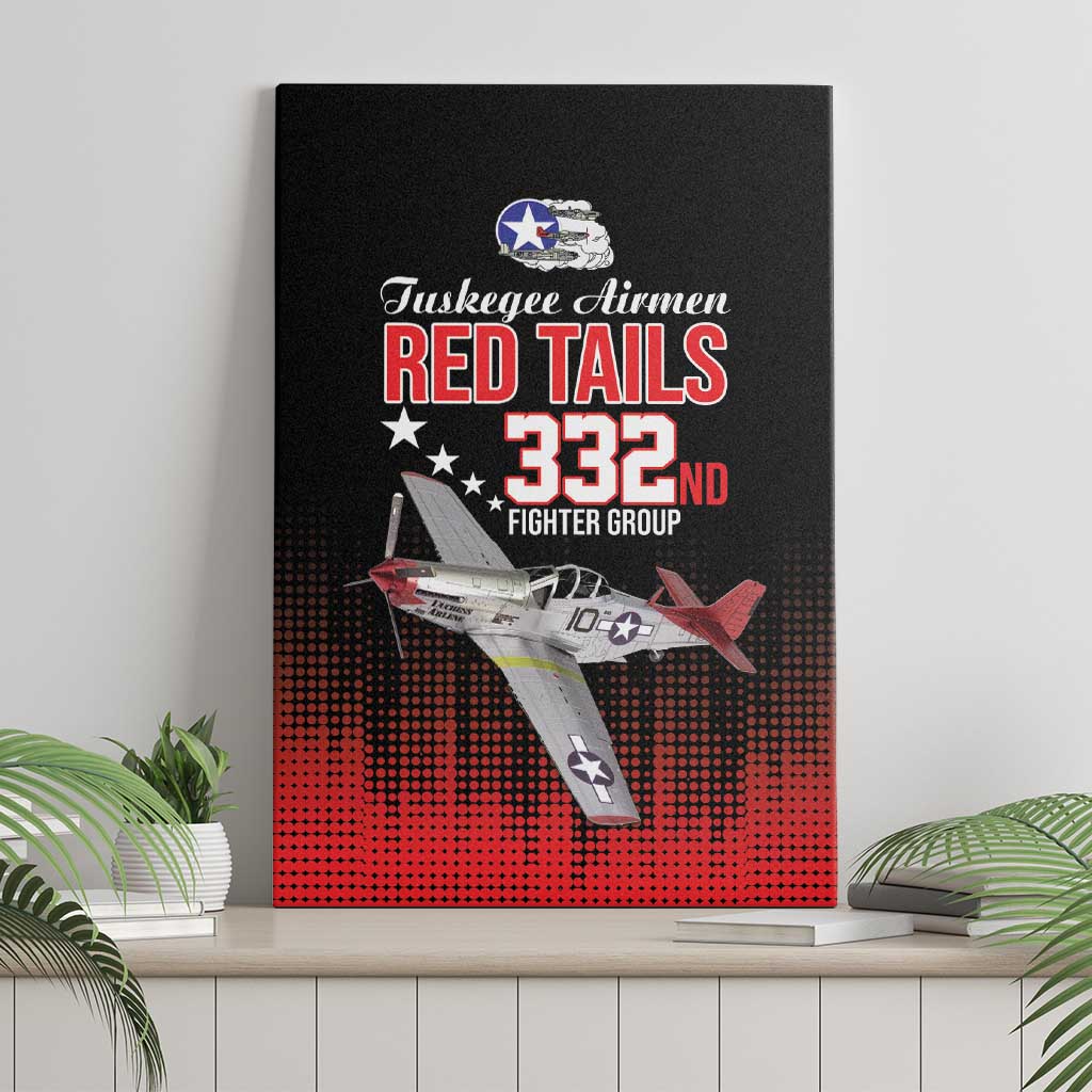 Tuskegee Airmen Red Tails Canvas Wall Art 332nd Fighter Group WWII Tribute Black Style - Wonder Print Shop