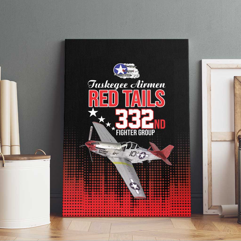 Tuskegee Airmen Red Tails Canvas Wall Art 332nd Fighter Group WWII Tribute Black Style - Wonder Print Shop