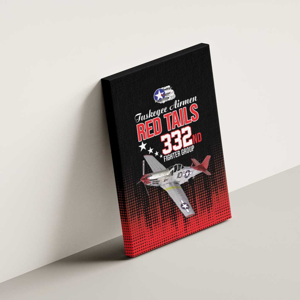 Tuskegee Airmen Red Tails Canvas Wall Art 332nd Fighter Group WWII Tribute Black Style - Wonder Print Shop